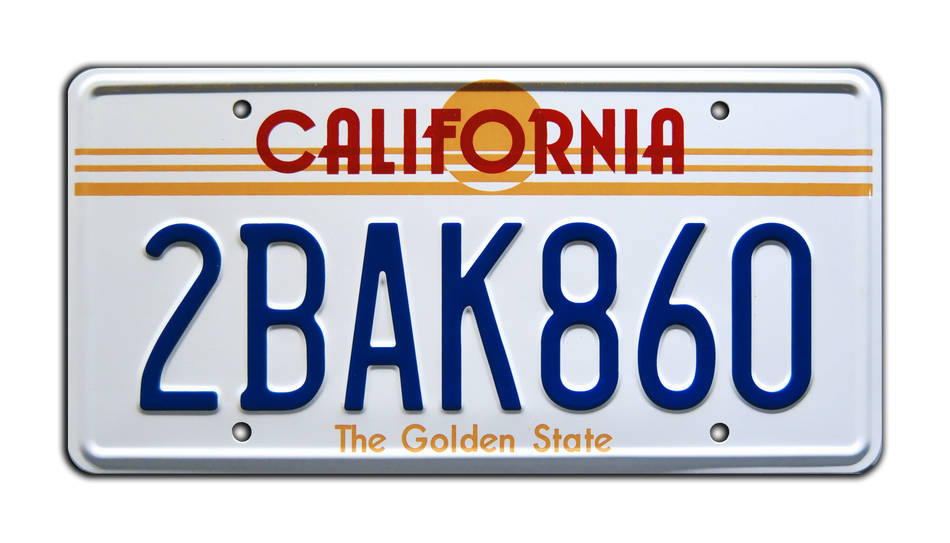 California 2BAK860 License Plate | Back to the Future Replica