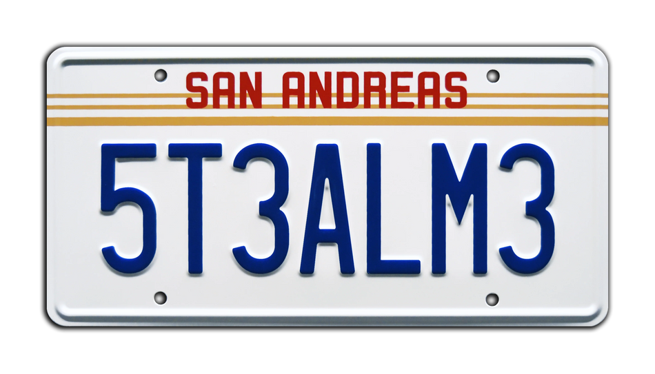 San Andreas 5T3AL M3 License Plate - Grand Theft Auto Replica