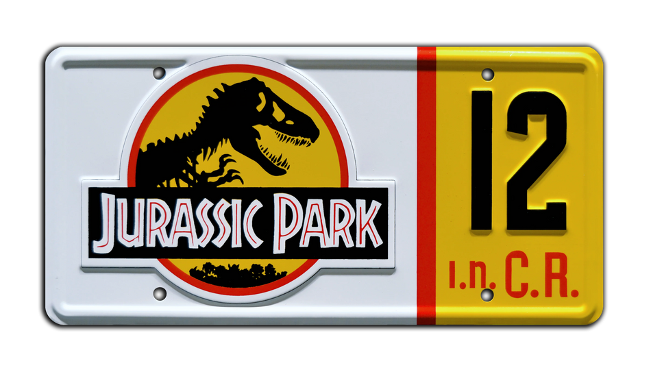 Jurassic Park #12 Replica License Plate - Dennis Nedry's Jeep Wrangler Sahara
