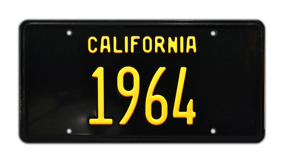 1964 California License Plate - Classic Black & Yellow